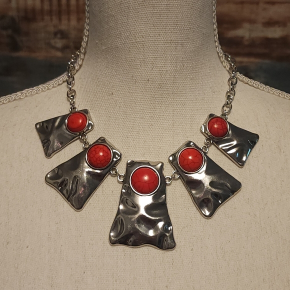 paparazzi Jewelry - Paparazzi Jewelry necklace and matching earrings red black and silver